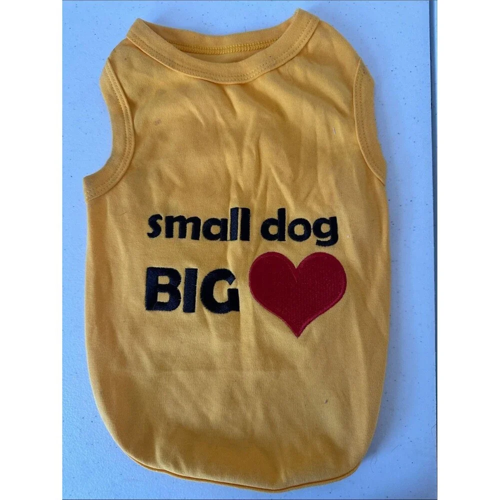 Parisian Pet “Small Dog Big Heart” Yellow Dog Tee Size L